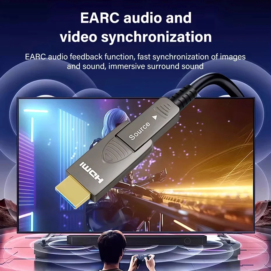 8K HDMI 2.1 كابل الألياف البصرية انفصال نوع A + نوع D HDMI الألياف النشطة 4K @ 120 هرتز 8K @ 60 هرتز 48 جيجابت في الثانية 15 متر 20 متر 100 متر ل RTX 4070/4090