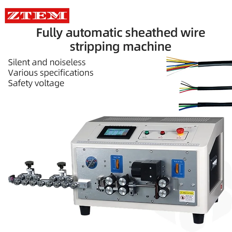 

ZTEM 2500wires/Hour Wire Stripping Machine Computer sheathed Wires Stripper Peeling Cutting Electronic Wire Processing Equipment