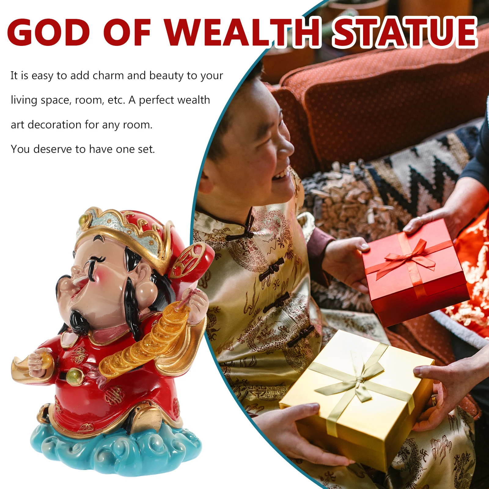 

Resin Fortune Decor Desktop Ornament Living Room Decoration Wealth Statue Gift Unique Cartoon For