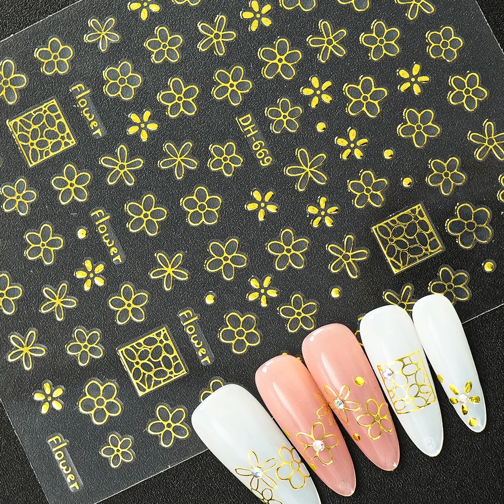 Flores 3d adesivos de unhas planas simples requintados flores arte do prego adesivos para mulheres diy manicure auto-adesivo decoração decalques