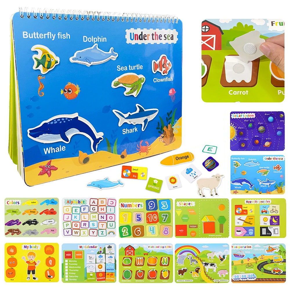 

12 Themes Toddler Activities Preschool Binder Busy Book Montessori Learning Toys for Kids educational Paste Quiet Book for Baby