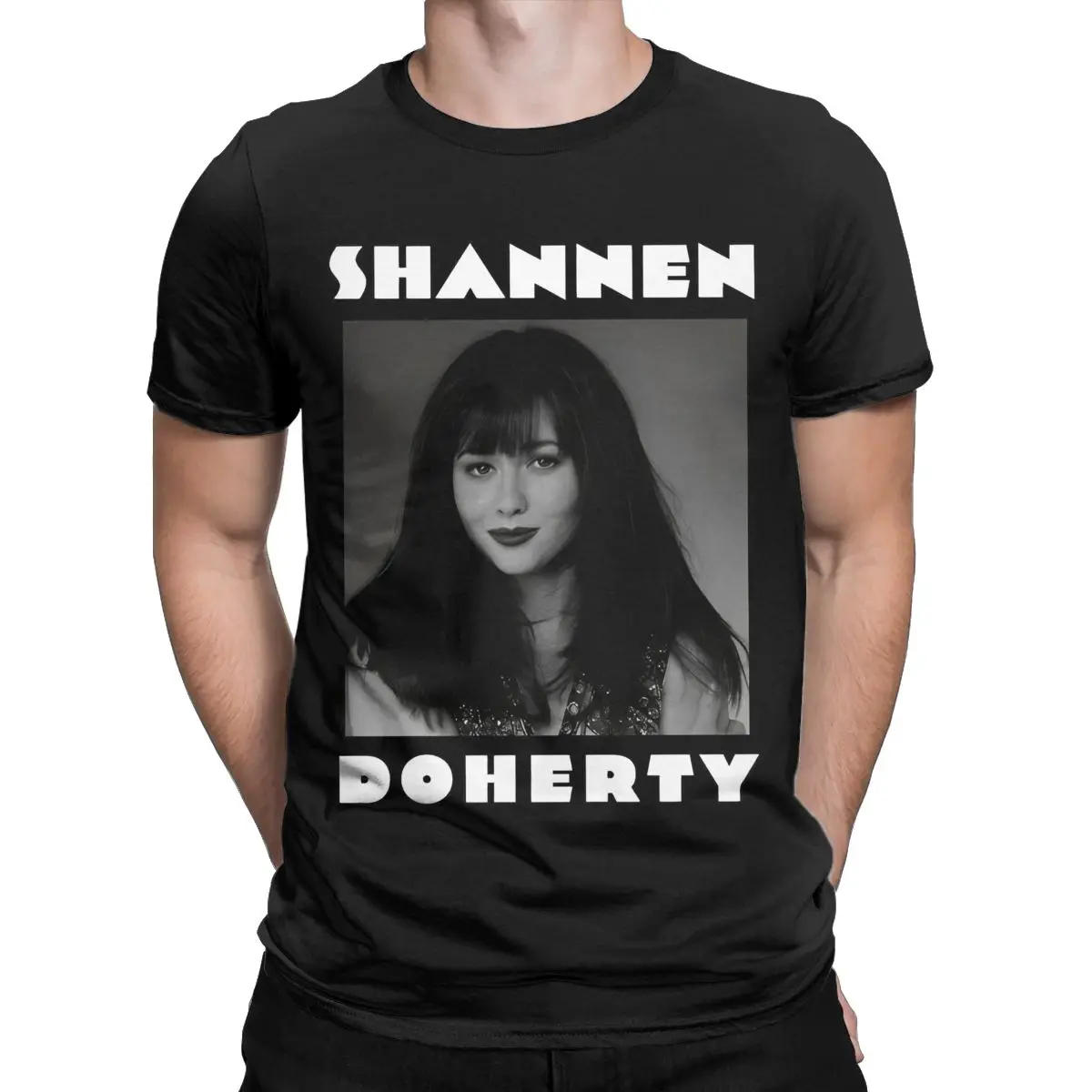 

Casual Vintage Shannen Doherty Actress T-Shirts Men Women Pure Cotton Beverly Hills Tees Shirt Summer Clothing