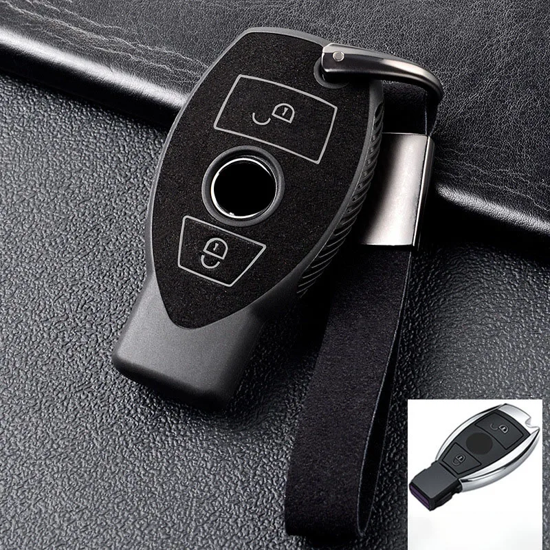 Suede Leather Car Key Case Cover For Mercedes Benz A B C E R S Class AMG GLS GLA GLK CLA CLS GLC W176 W221 W212 W463 W204 W205