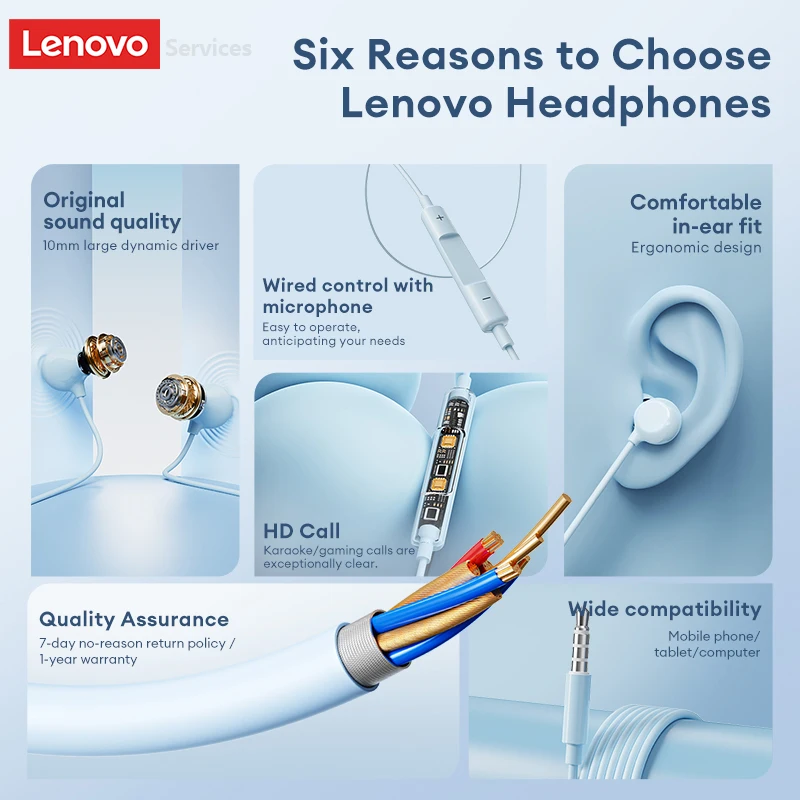 لينوفو السلكية سماعة الموسيقى سماعات 3.5 مللي متر TypeC في الأذن مع هيئة التصنيع العسكري سماعة رأس رياضية HiFi الصوت ENC الحد من الضوضاء سماعات YF05