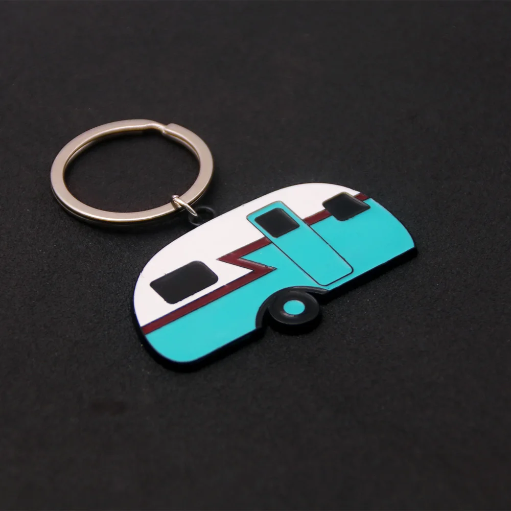 Cute Camper Keychain Camping World Van Car Pendant Key Chain For Women Men Keyring Jewelry Travel Souvenir Gift