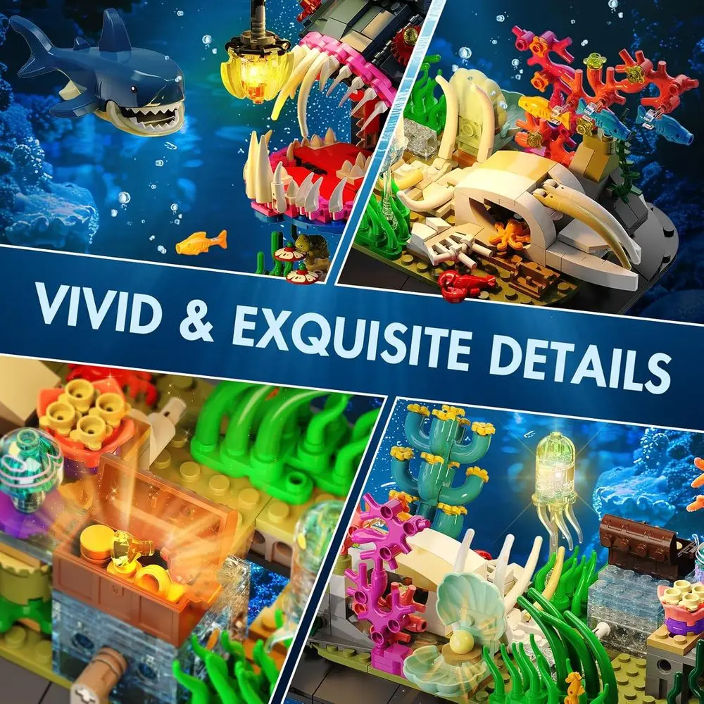Beleuchtetes Anglerfish-LED-Bausatz: 1139-teiliges Ocean Life-Set für Kinder ab 12 Jahren