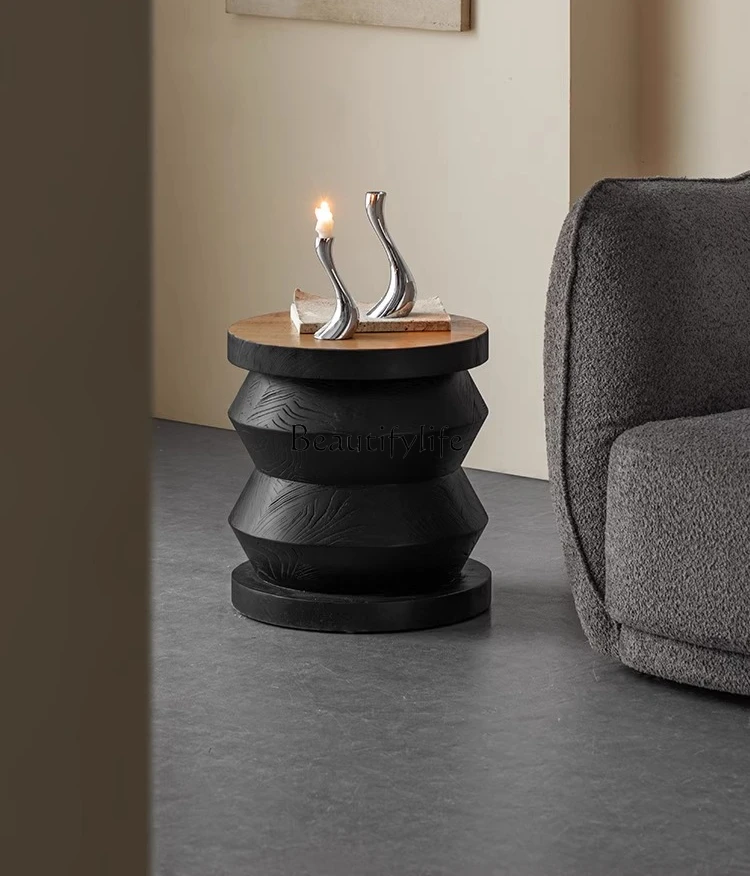 

Wooden pier edge few modern simple solid wood wabi-sabi wind household wooden pile stool bedside cabinet