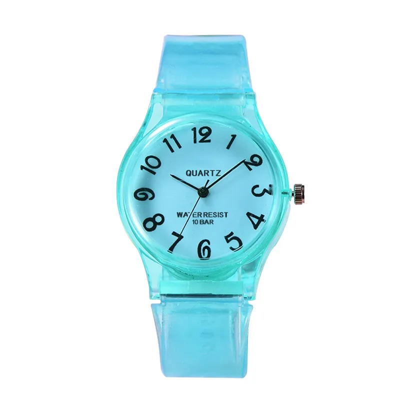 WOKAI high quality casual women silicone jelly quartz watch women lovely transparent eco-friendly candy student clock