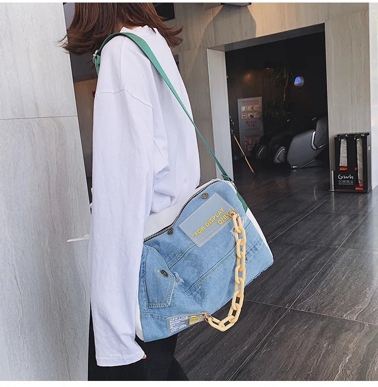 Fashion Denim Women Shoulder Bags Large Capacity Travel Bag Designer Women Bags Luxury Blue Jeans Crossbody Bag Female Big Purse