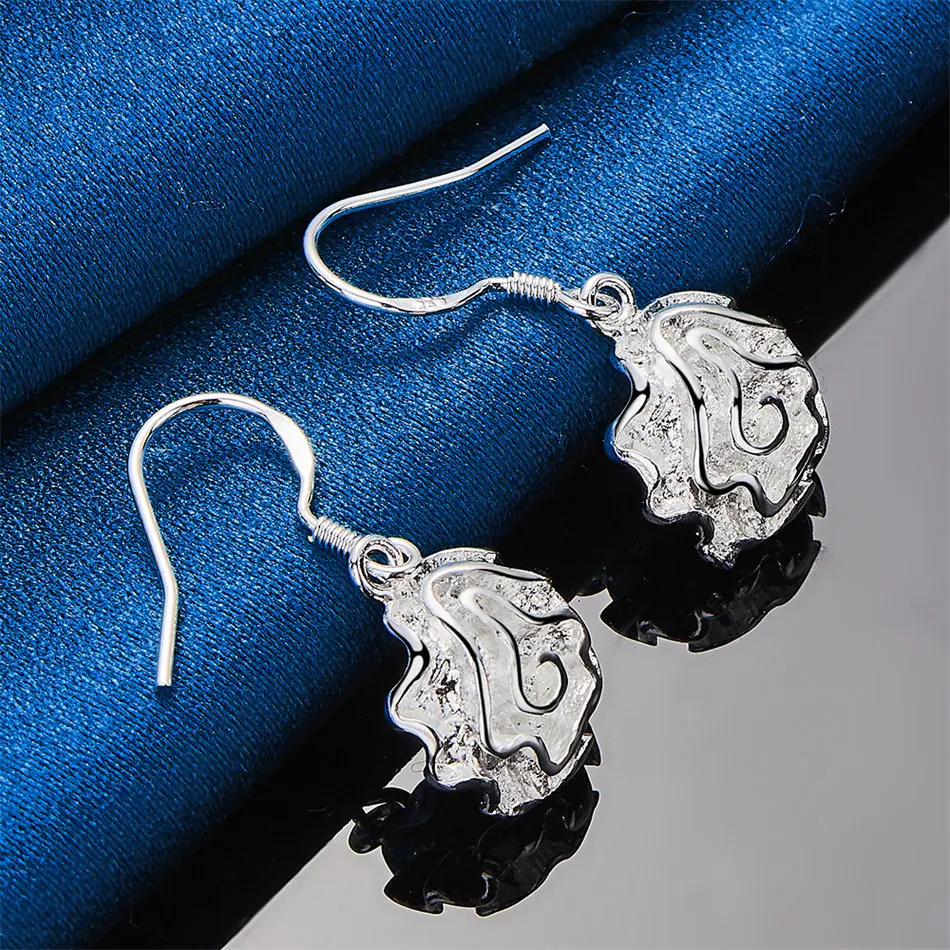 Boucles d'oreilles roses en argent sterling 925 pour femmes, 28MM, accessoires de mode, bijoux élégants pour fête de mariage, flambant neufs