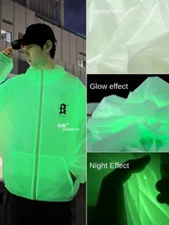 Nightglow Reflective Fluorescent Green Fabric Luminescent Technology Creative Thin Jacket Pants Clothing Designer Cloth by Meter