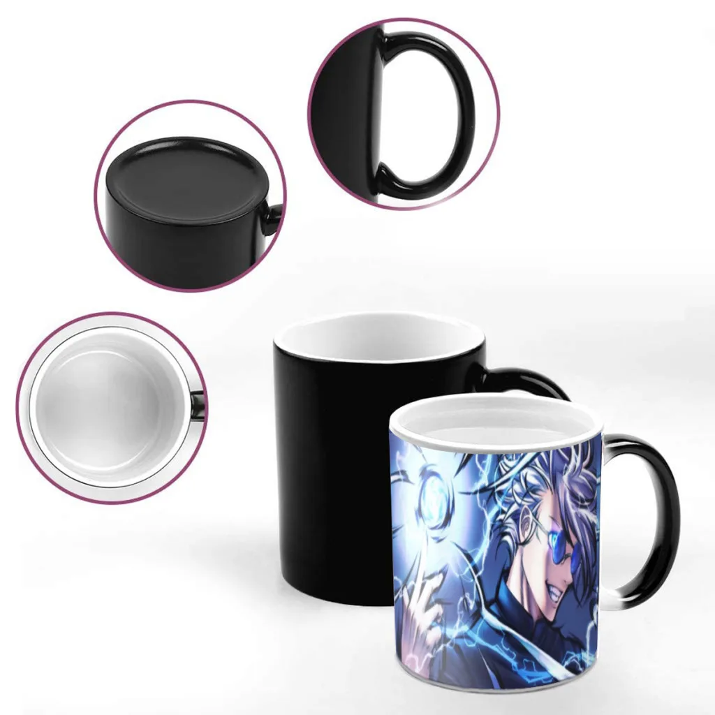 Jujutsu Kaisen Anime Gojo Satoru Ceramic Mug Coffee Cup Discoloration Mug Magic Heat Temperature Color Change Cup Novelty Gifts