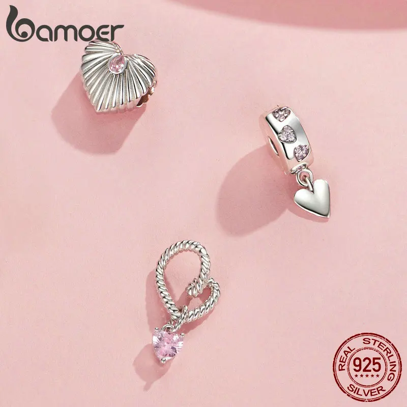 BAMOER 925 Sterling Silver Charm Spiritual Heart Infinity Pendant fits Charm Bracelets, 925 Sterling Silver Lucky Charm SCC1745