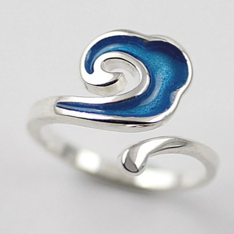 خاتم فضة عيار 925 على شكل سحابة غير منتظمة النسخة الكورية هدية بسيطة عصرية للفتيات خاتم إصبع أنيق للنساء #3