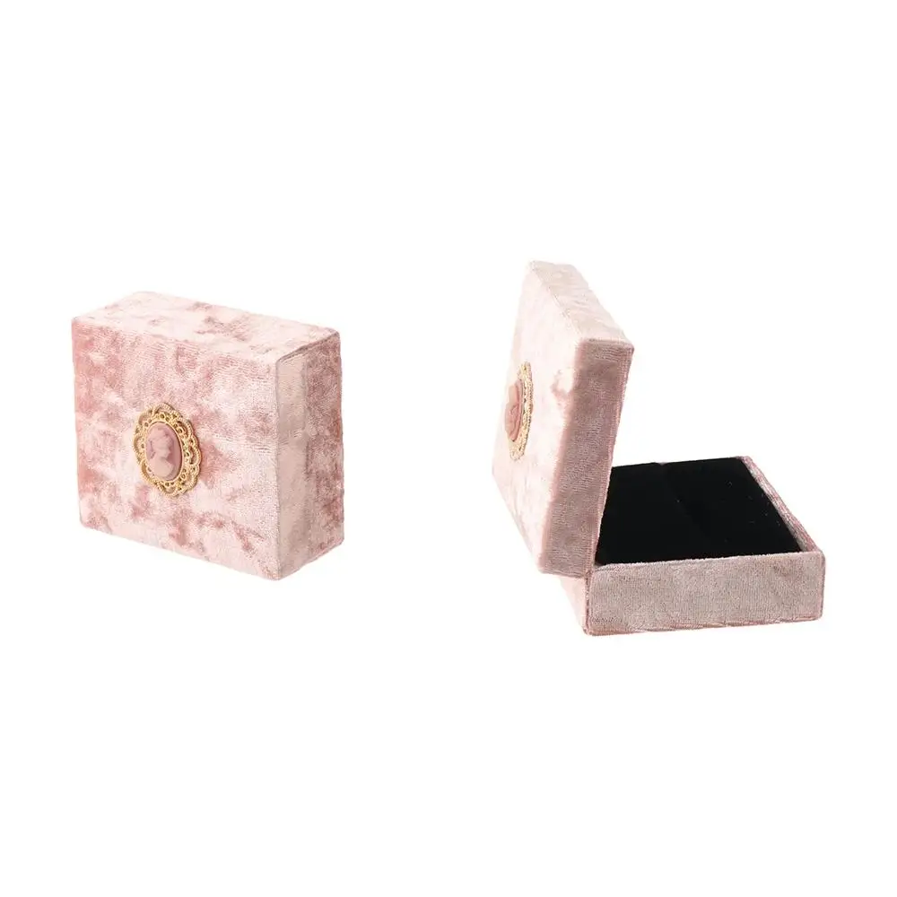 Exquisite Ring Holder Gift Packaging Box Pink Pendant Storage Jewelry Box Ring Storage Case Necklace Box Pink Velvet Ring Box