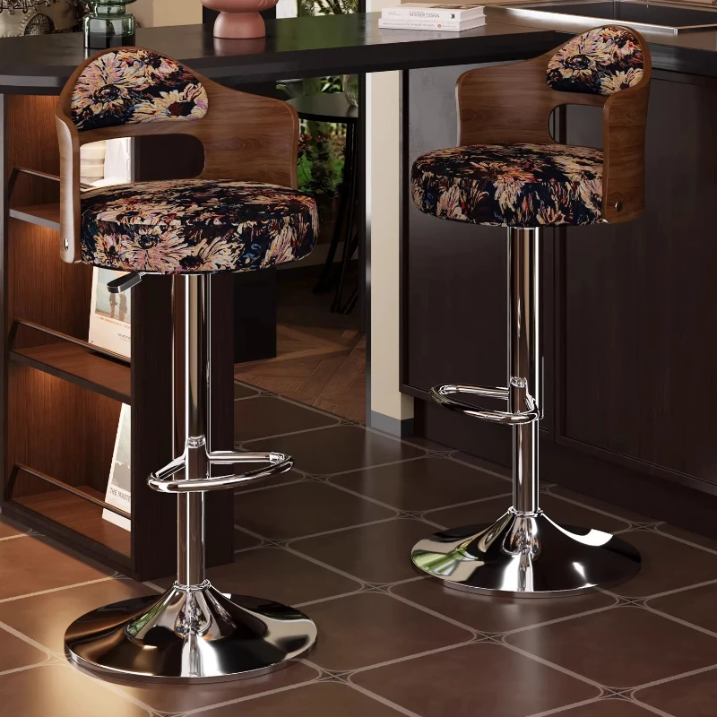 

Барный стул из массива дерева в ретро-стиле, скандинавский, с регулируемой спинкой, для бара, отеля, мебель для высоких барных стоек