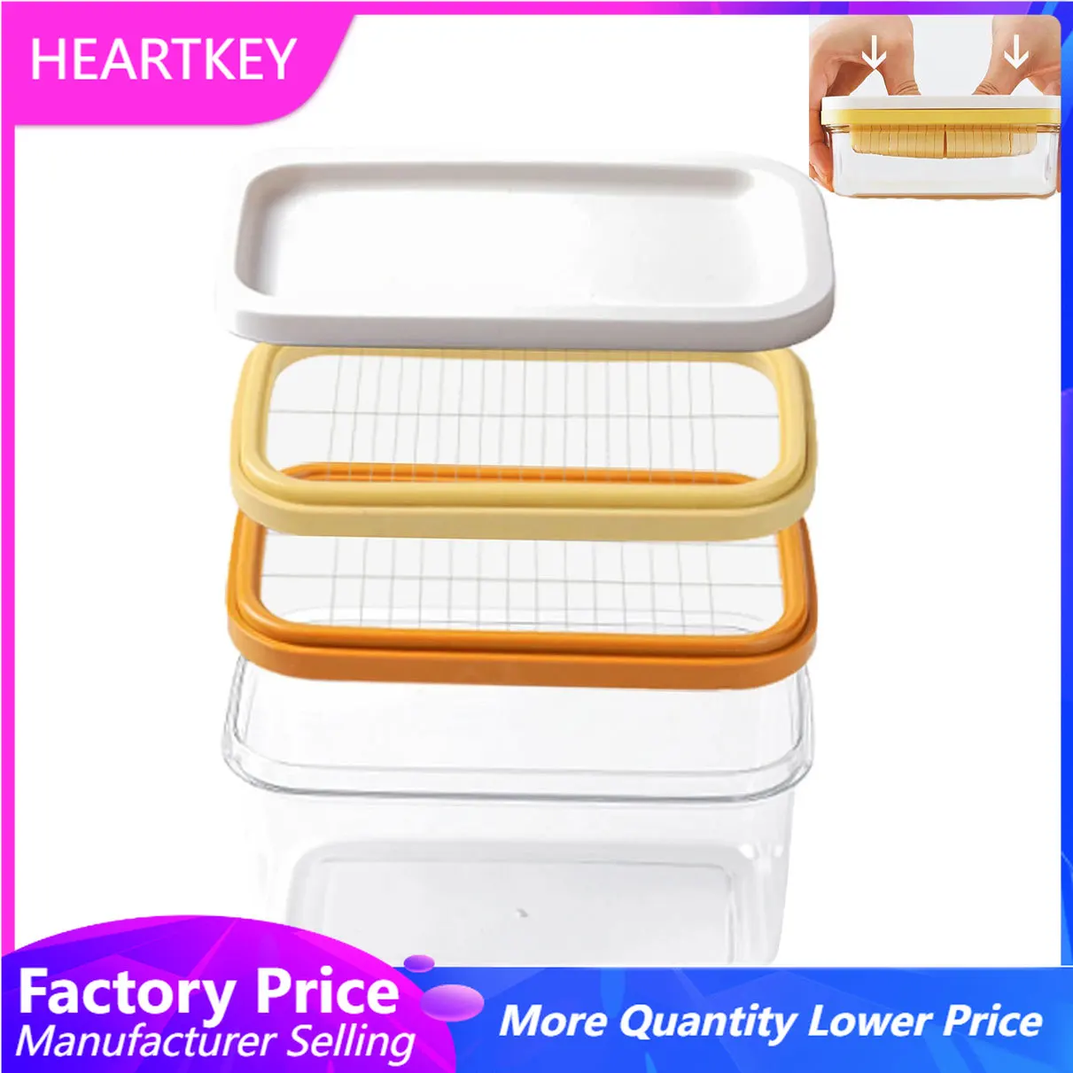 

Butter Box Stainless Steel ABS Butter Cheese Cutter Box Food Sealing Storage Food Container Plastic Butter Keeper with Lid