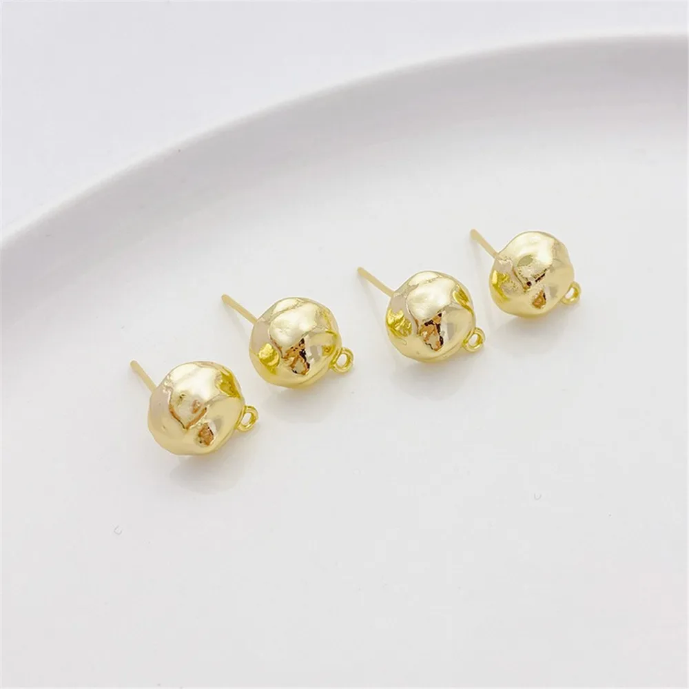 

14K Gold-Color Irregular Semi-circle with Hanging Studs Silver Needles Handmade DIY Earrings Ear Jewelry Material Accessories