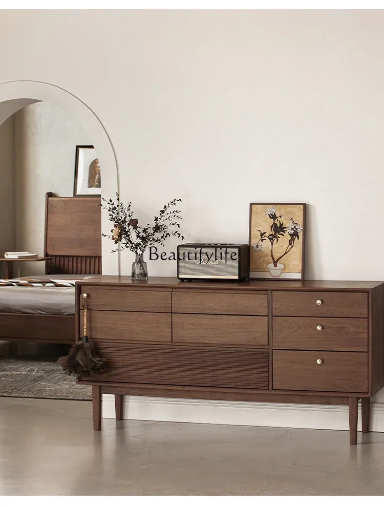 

lNorth American Black Walnut Eight-bucket Cabinet Bedroom Living Room Storage Cabinet