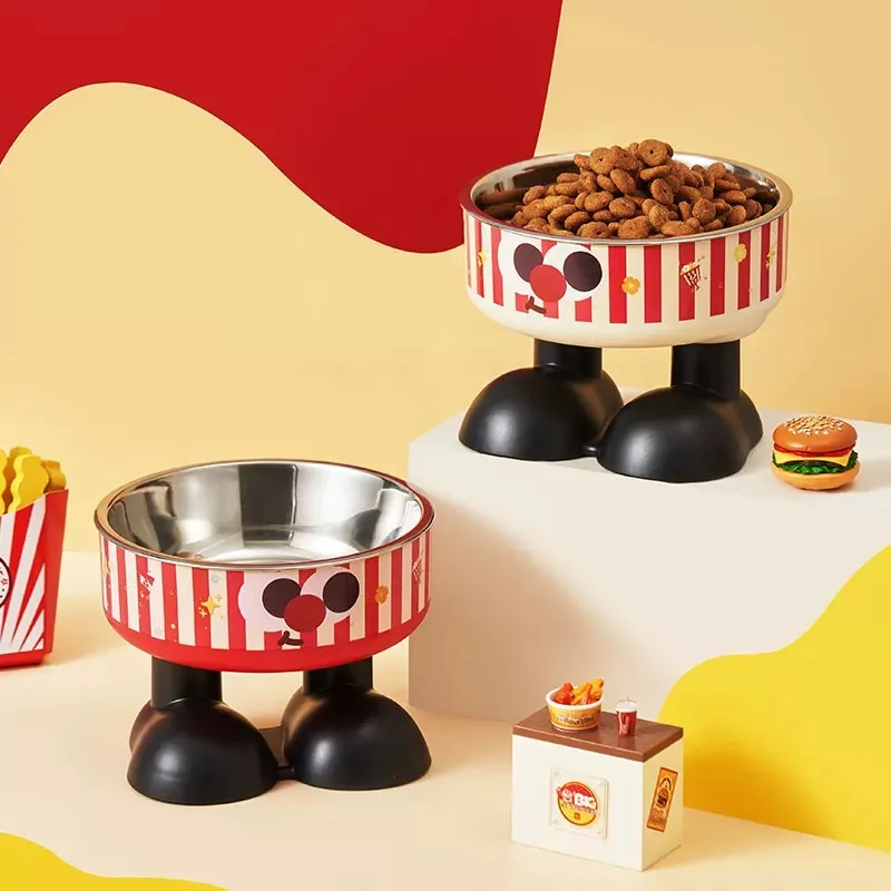 

Новая миска для кошек и собак из нержавеющей стали для домашних животных, миска для риса, высокая защита ног, шеи, антидетонационная, отдельная внутренняя миска для кошек, легкая чистка