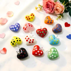 2Pcs Cute Mini Glass Heart Charms Pendant Wave Point Love Ornaments DIY Craft Supplies Valentine's Day Gifts for Handmade Lovers