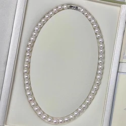 Amazing AAAA Japanese Akoya 7-8mm White Real Pearl Necklace 18 Inch Silver 925 Gold At Party Fine Jewelry Free Shipping