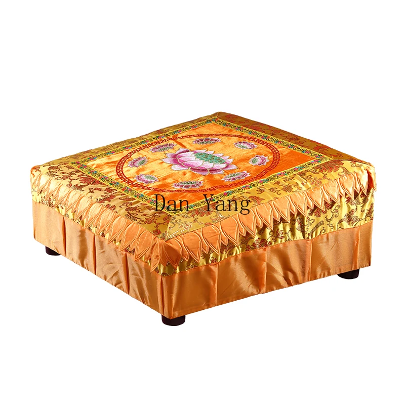 YJ Buddha Ornament Square Solid Wood Worship Mat Kneeling Mat Household Buddha Worship Mat Lotus Worship Seat