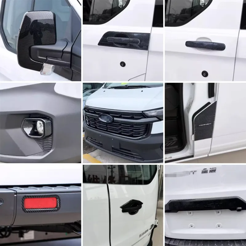 For Ford TRANSIT Accessories 2023 2024 Exterior Car Door Handle Fog Lights Rearview Mirror Rain Shield Protective Cover Trim