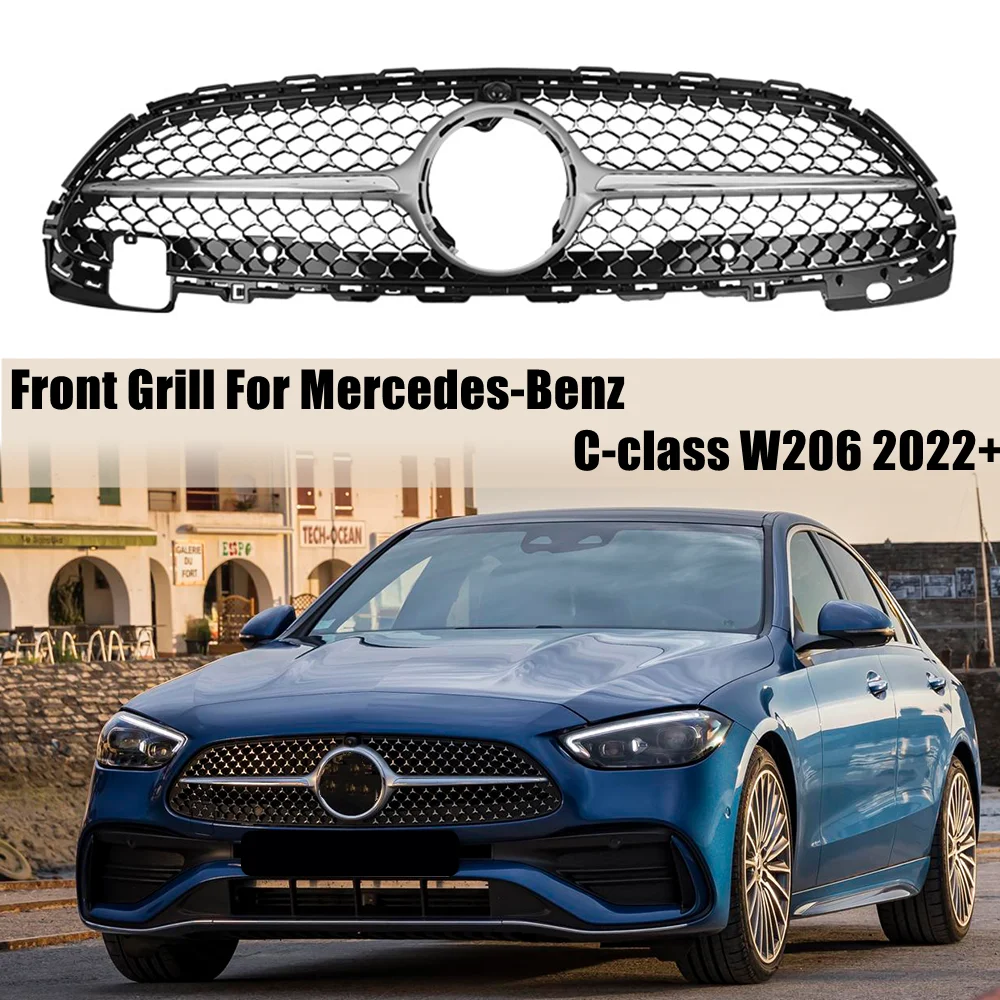 

Diamond Style Grills Front Bumper Grille For Mercedes Benz New C-Class 2022+ W206 C206 C220 C300 C400 Replacement Parts