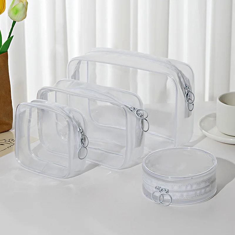 Hot Transparent Makeup Bag Spot Multifunctional Makeup Bag Storage Bag Travel Necessary Waterproof Pvc Bag Four Piece Set Gifts