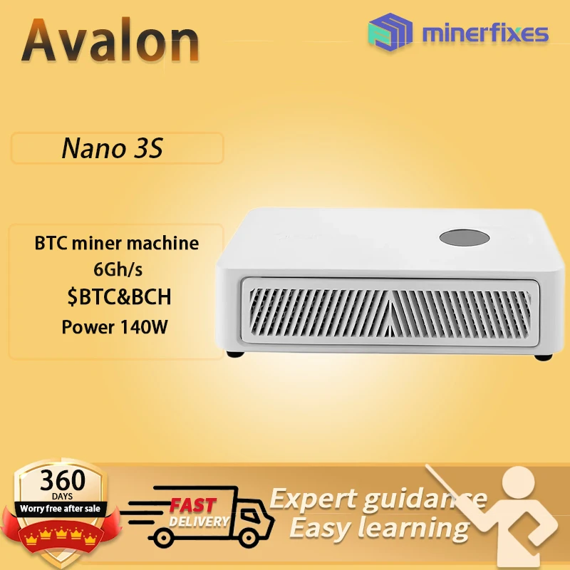 

Brand new stock Avalon Nano 3S 6TH/S with PSU Bitcoins Miner cryptos miner BTC Asic miner Machine for Home Use 180days warranty