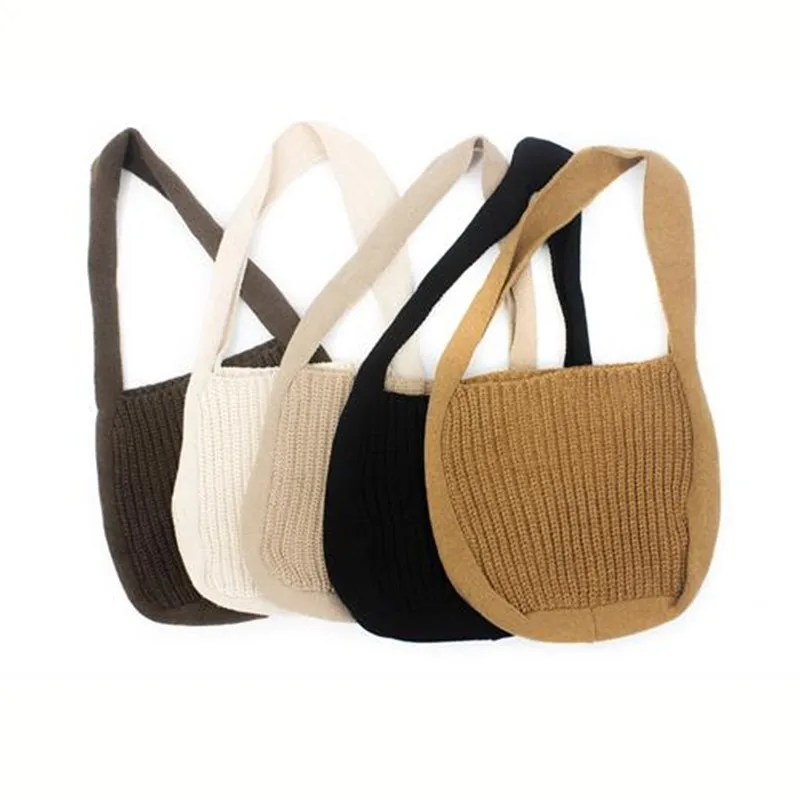 Solid Color Knitted Bag Fashion Versatile Underarm Shoulder Bag  For Women ,White-Collar, Work,Business,Outdoors, Tr