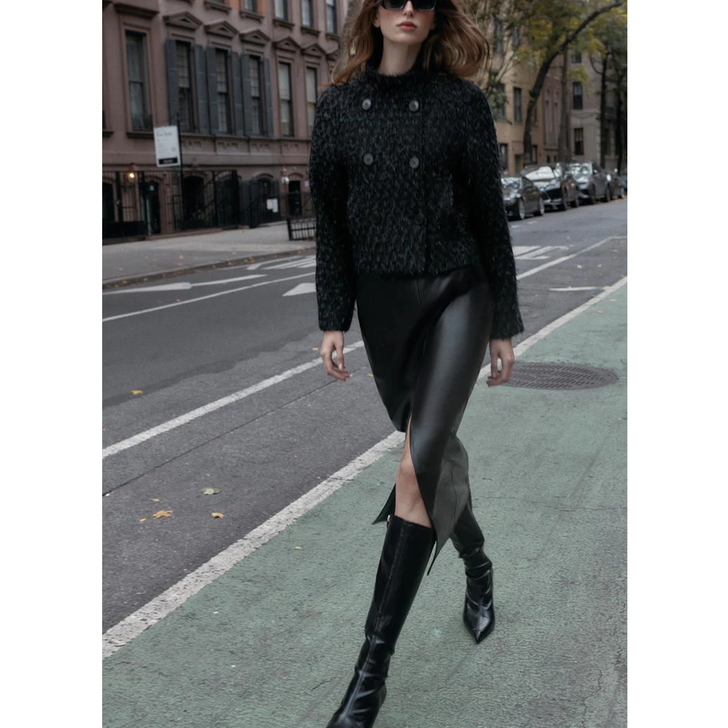 Inverno Nuovo design da donna Colletto alla coreana Lungo Sve Colore metallo Tead Costruzione Doppio risvolto Jaet ort French Sle Pol...