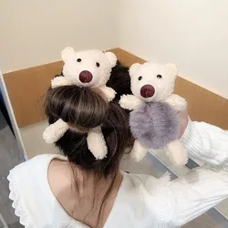 Cartoon Plush Rabbit Hair Ring Simple Hair Rings Fur Round Hair Ring Children's Ball Hair Accessories