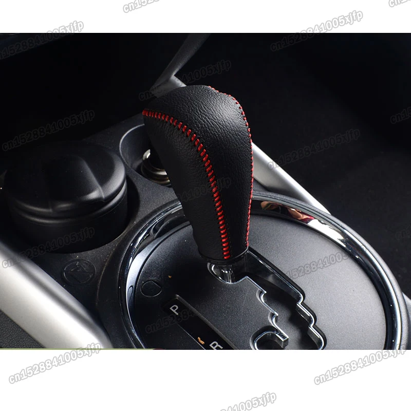 leather car handbrake gear shift knob cover for mitsubishi rvr outlander sport  2013 2014 2015 2016 2017 2018 2019 2020 2021
