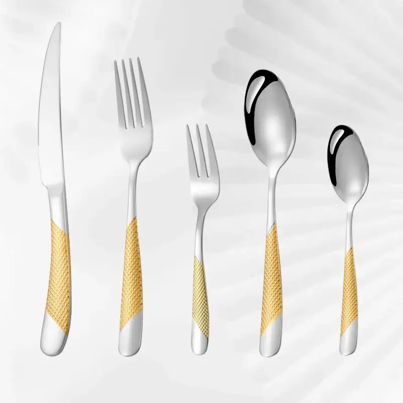 

Premium Stainless Steel Cutlery Set - Four Piece Set with Thick Gold Finish for a Luxurious Dining Experience