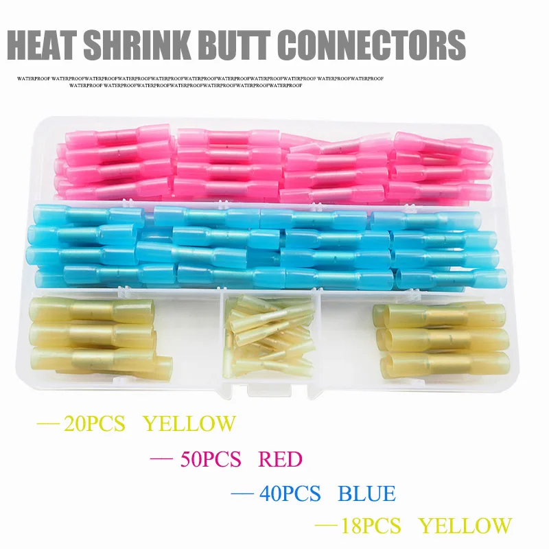 

Boxed 128/200/250/300PCS Heat Shrink Butt Wire Connectors Waterproof Insulated Automobile Marine Wire Cable Crimp Terminals