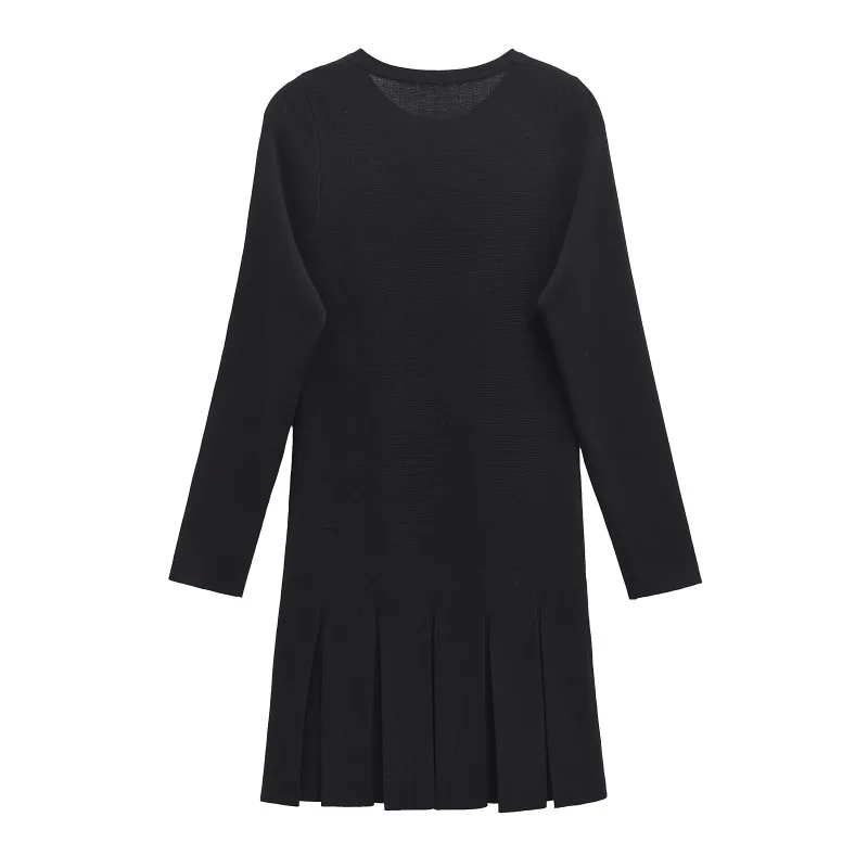 TRAF ZR Mini Dress New in Autumn Winter Dresses Elegant and Beautiful Women's Dresses Basics Vintage Cotton Black Knit Dress