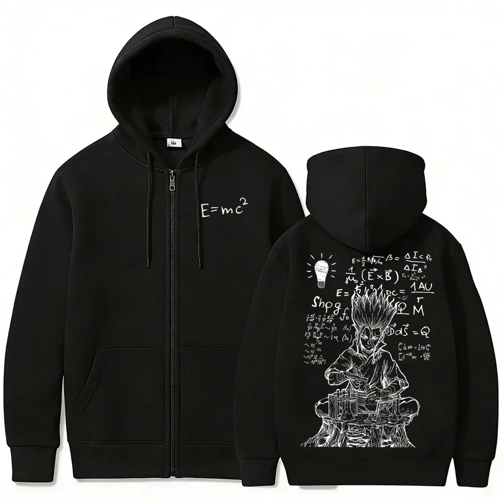 Anime Dr. Stone Zipper Hoodie Manga Senku Ishigami Zip Up Jacket Men Women Casual Oversized Zip Up Sweatshirt Cosplay Streetwear view 3