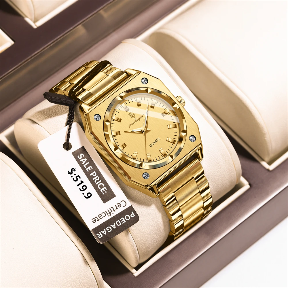 POEDAGAR แฟชั่นแบรนด์สุภาพสตรีนาฬิกากันน้ําสแตนเลสผู้หญิงนาฬิกาข้อมือธุรกิจหรูหราผู้หญิงนาฬิกาควอตซ์