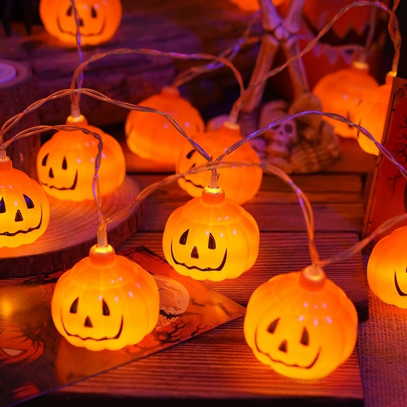 Halloween Themed LED Pumpkin Light String 2026 Battery Box Decorative Lamp Mini Night Light for Party Indoor Layout