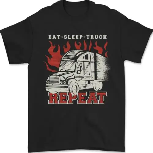 Lorry Driver Eat Sleep Truck Trucker Mens T-Shirt 100% Cotton