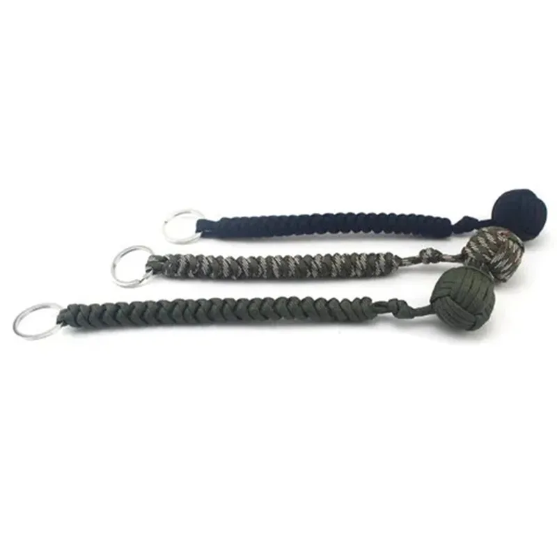 Umbrella Rope Braided Hanging Buckle Key Chain Personality Pendant Steel Ball Rescue Rope Outdoor Emergency