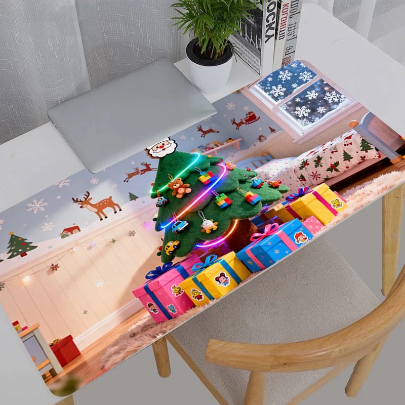 대형 E-스포츠 마우스 패드 부드럽고 유연한 고무 게이머 PC 컴퓨터 키보드 카와이 메리 크리스마스 마우스패드 크리스마스 선물