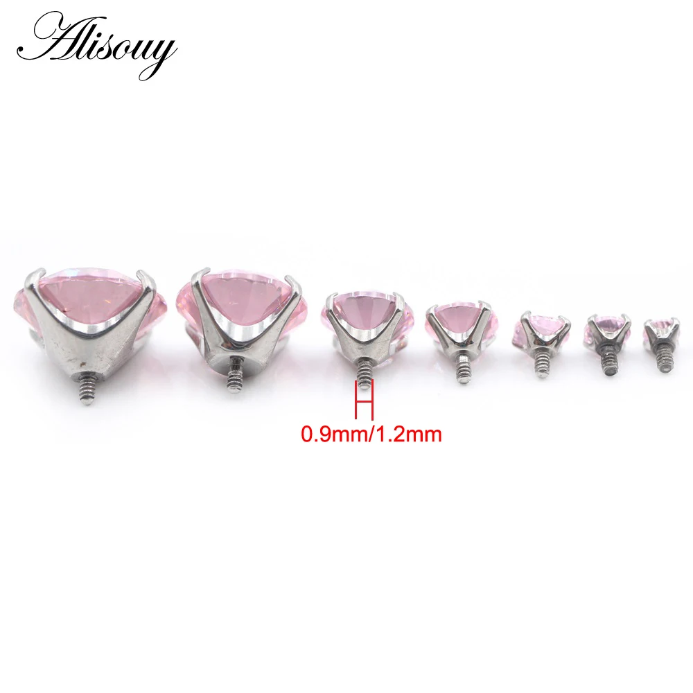 Alisouy 1PC G23 Titanium External Thread Cubic Zircon For Lip Labret Rings Ear Stud Earrings Piercing DIY Body Jewelry Accessory