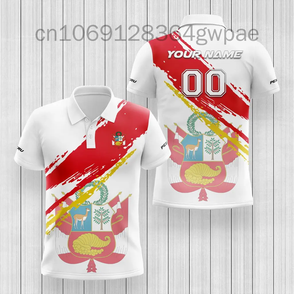 Peru Flag Map 3D Print Polo Shirts For Men Clothes Casual Sport Jersey National Emblem POLO Shirt Coat Of Arms Male Short Sleeve