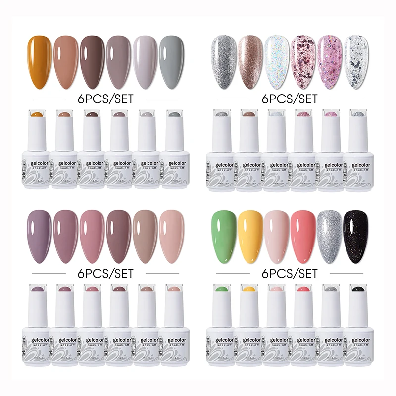 

Arte Clavo UV Nail Gel Polishes 6pcs/Set 15ml Nude Color Top Base Coat Nails Art Soak Off Pink Vernis Lakiery Hybrydowe Manicure