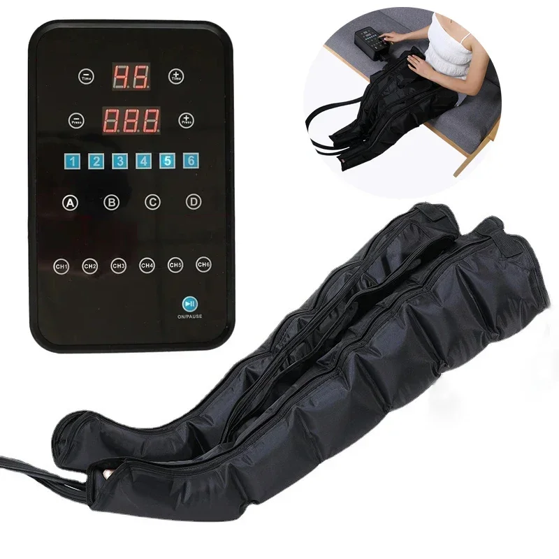 Air Compression Whole Leg Massage Pressotherapy Pump Sport Recovery Lymphatic Drainage Recovery Boots 6 Chamber Leg Massager