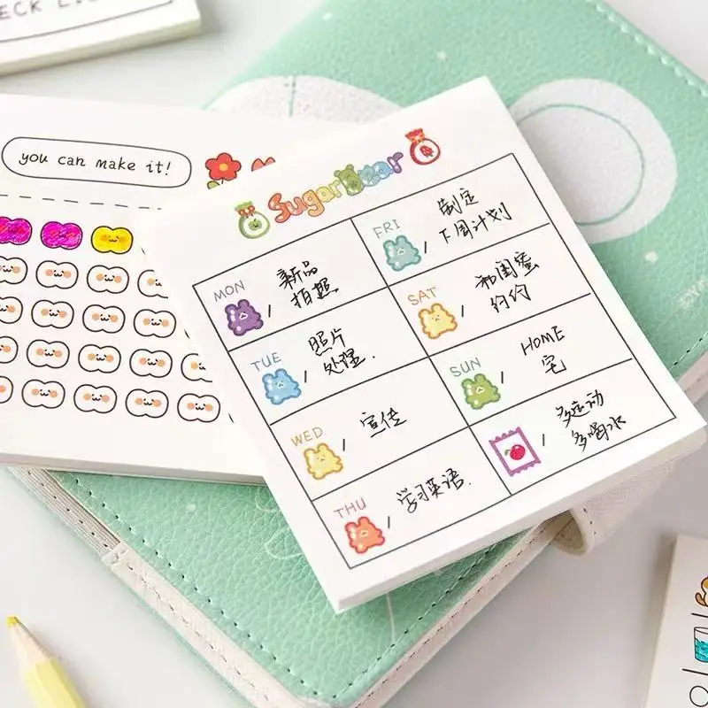 kawai Office School Supplies Cute cartoon clock in schedule memo cat handbook decoration small book N times sticky notes lovely view 3