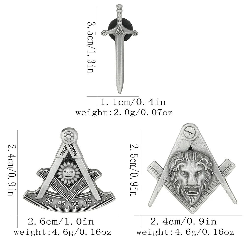 Vintage Hollow Freemason Emblem Brooches Masonic Symbols Pins Ancient Free And Accepted Masons Badge